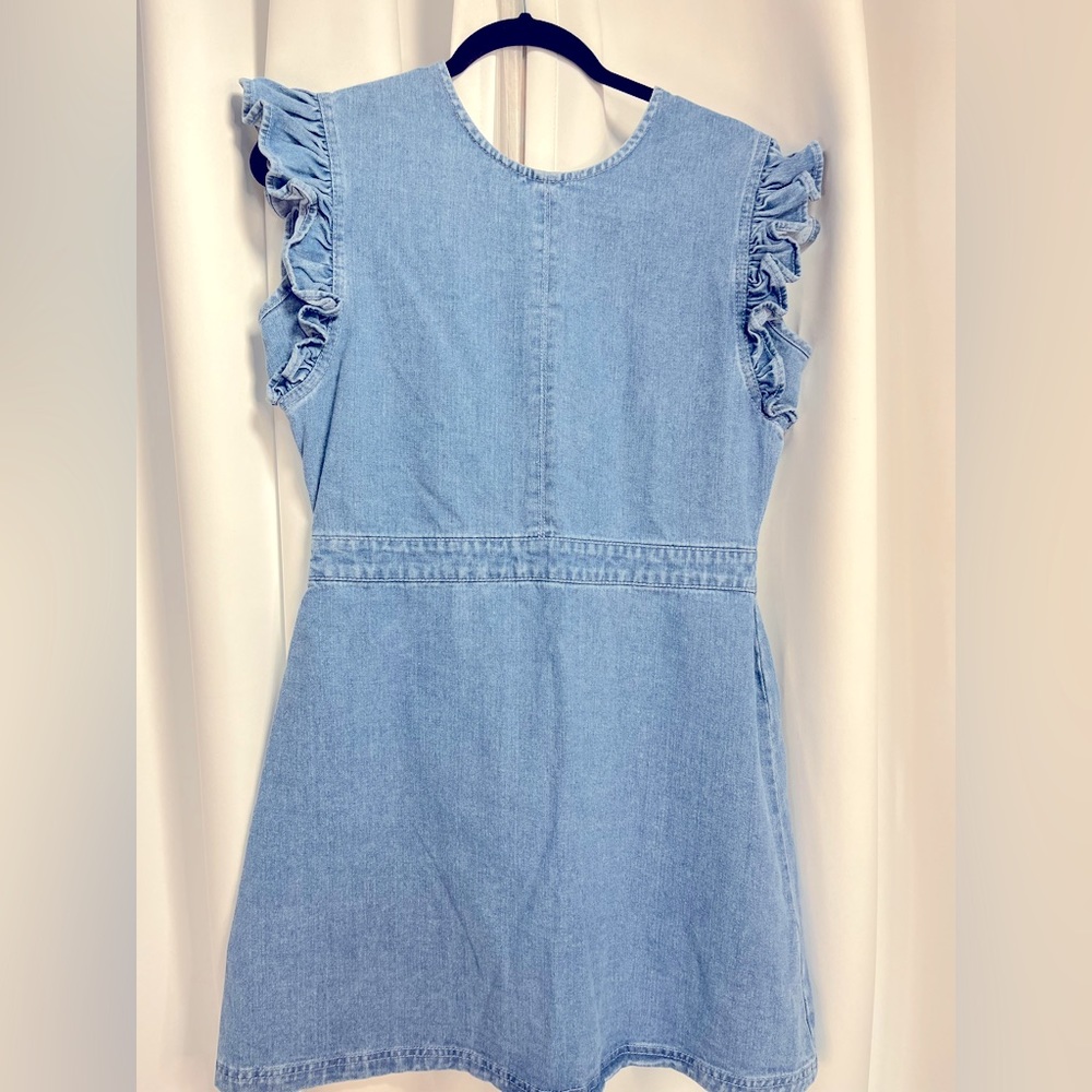 Denim Ruffle Sleeve Mini Dress